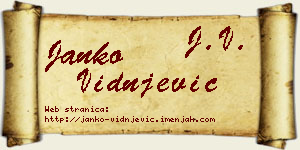 Janko Vidnjević vizit kartica